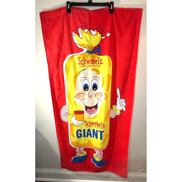 Schwebels Bread Mascot‎ Beach Towel In a Bag Cotton Hilasal 100% Cotton Vintage - Picture 2 of 16